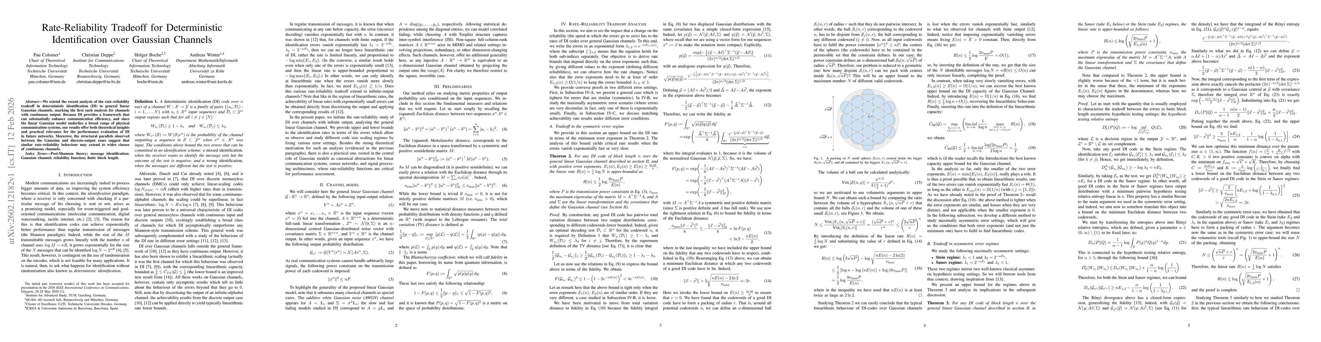 Thumbnail for Rate-Reliability Tradeoff for Deterministic Identification over Gaussian Channels