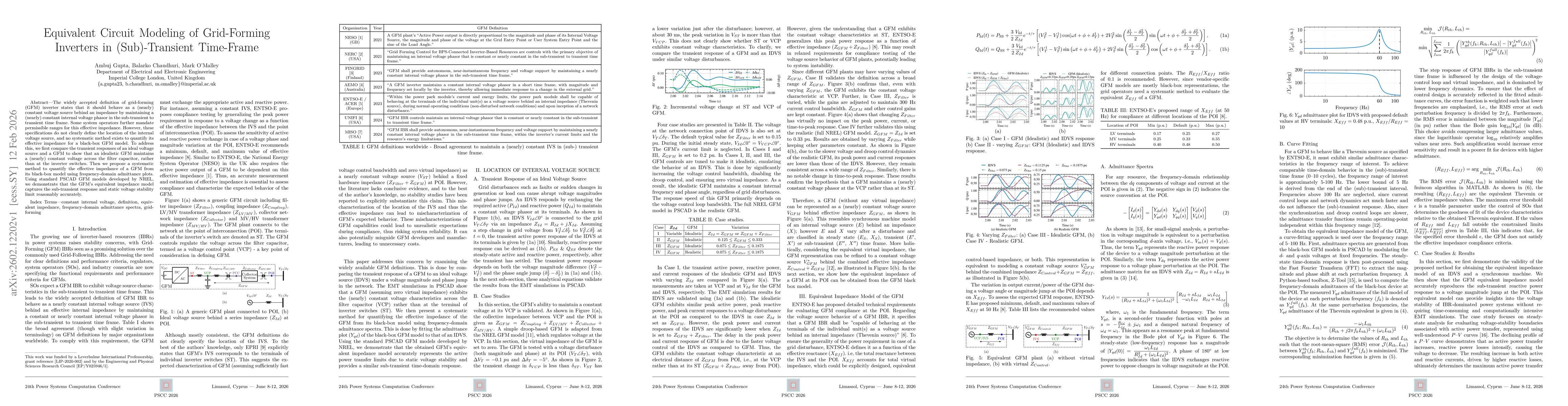 Thumbnail for Equivalent Circuit Modeling of Grid-Forming Inverters in (Sub)-Transient Time-Frame