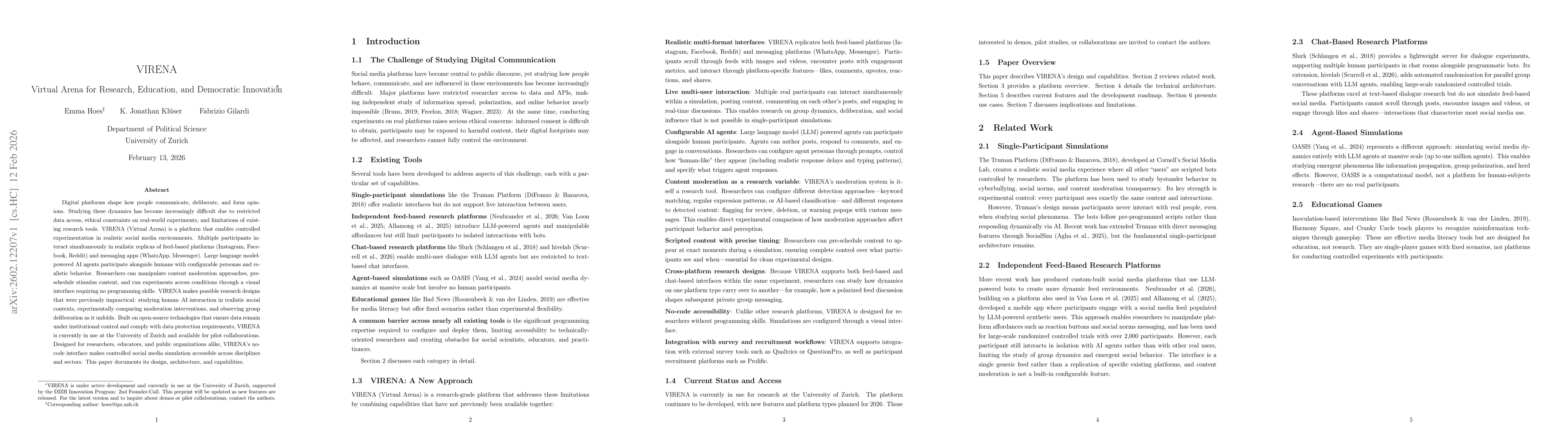 Thumbnail for VIRENA: Virtual Arena for Research, Education, and Democratic Innovation