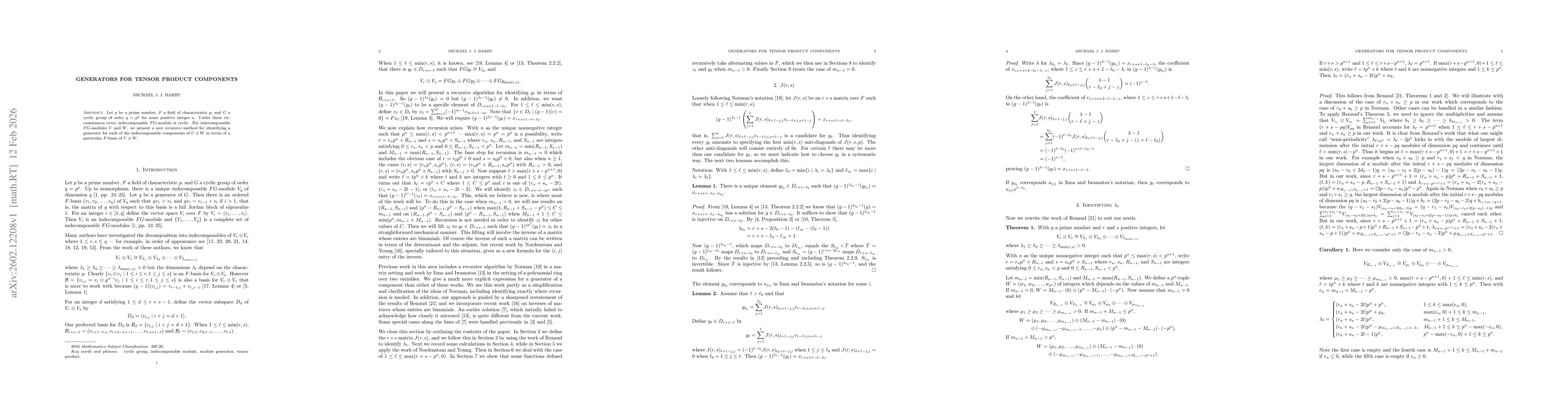 Thumbnail for Generators for Tensor Product Components
