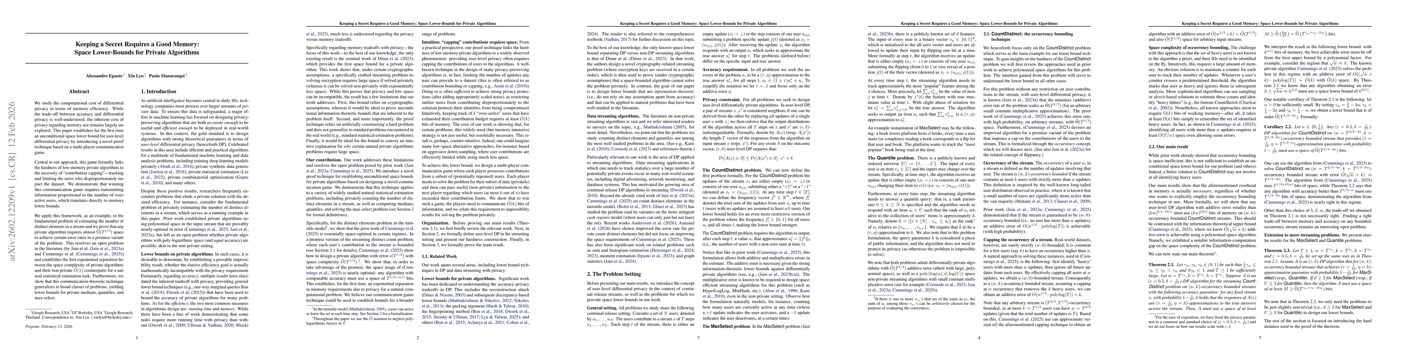 Thumbnail for Keeping a Secret Requires a Good Memory: Space Lower-Bounds for Private Algorithms