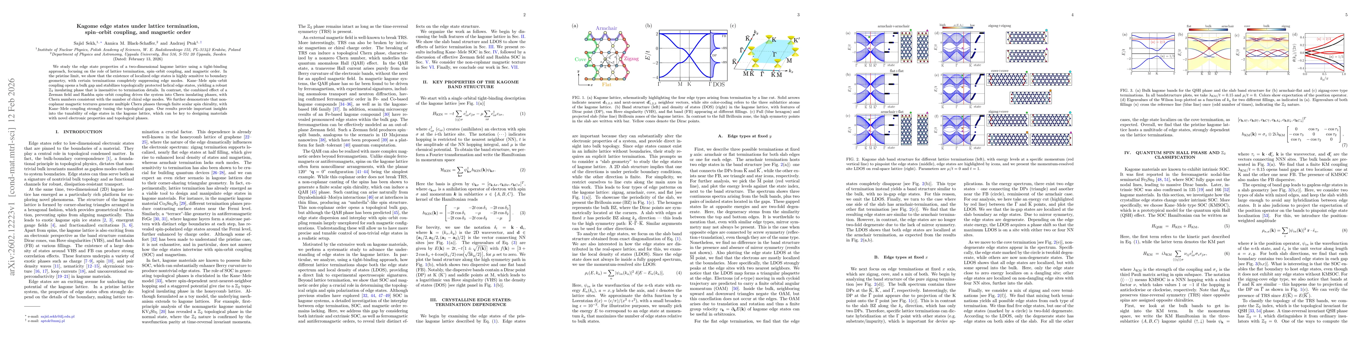 Thumbnail for Kagome edge states under lattice termination, spin-orbit coupling, and magnetic order