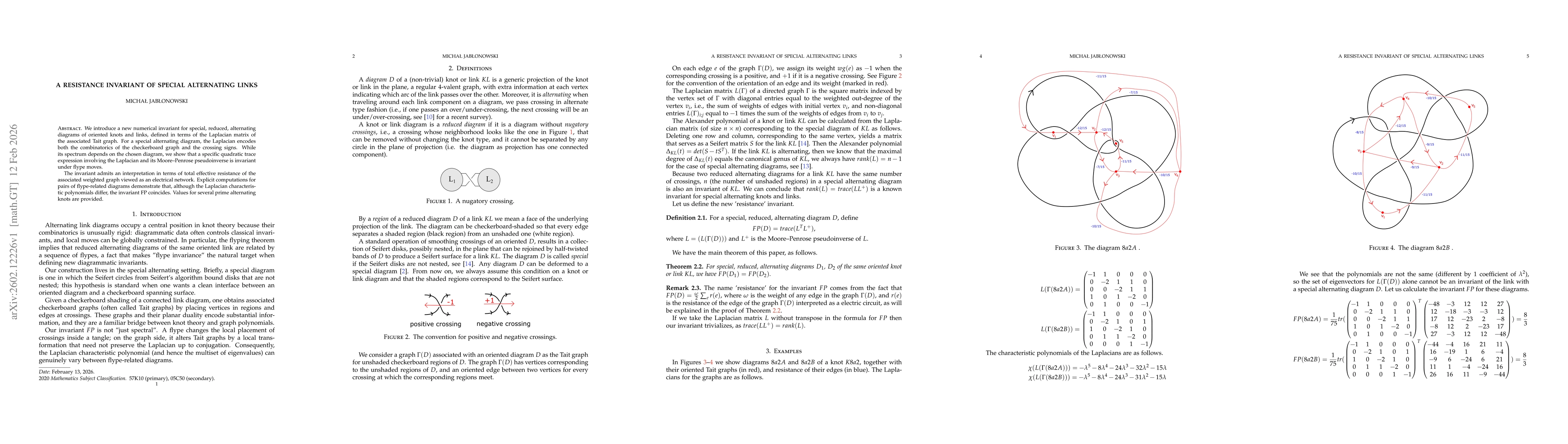 Thumbnail for A resistance invariant of special alternating links