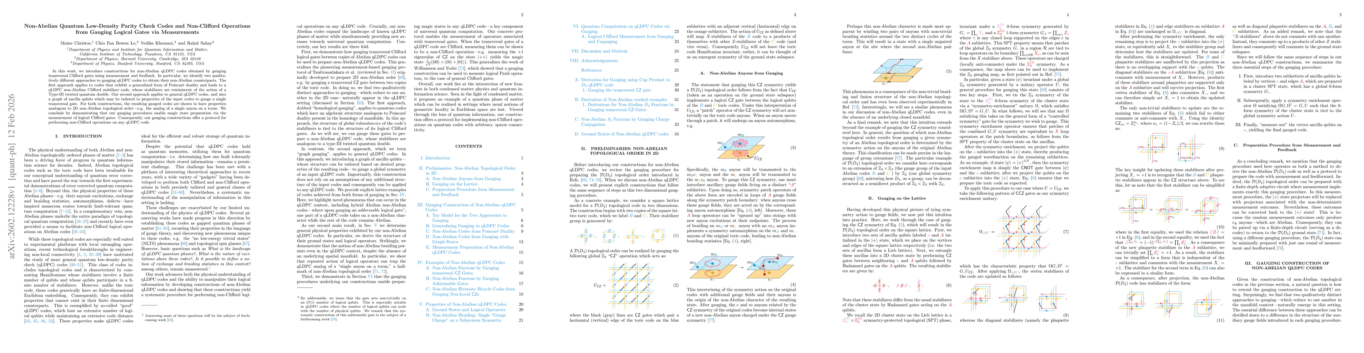 Thumbnail for Non-Abelian Quantum Low-Density Parity Check Codes and Non-Clifford Operations from Gauging Logical Gates via Measurements