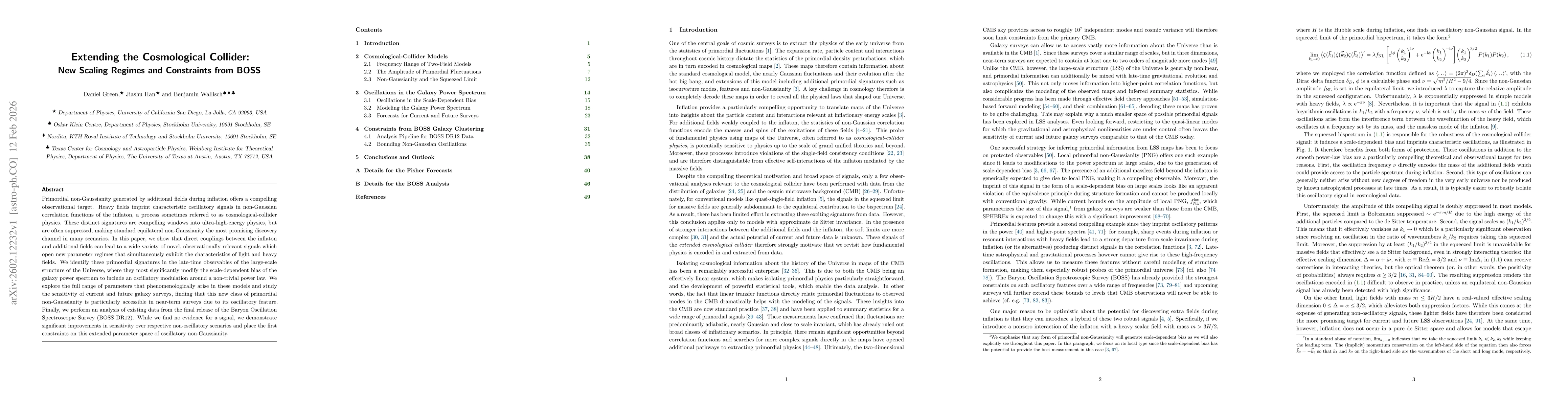 Thumbnail for Extending the Cosmological Collider: New Scaling Regimes and Constraints from BOSS
