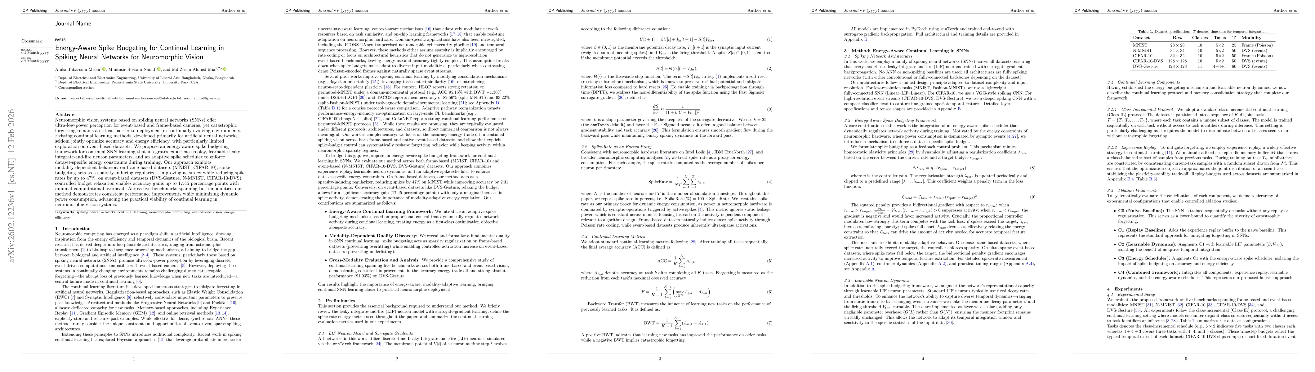 Thumbnail for Energy-Aware Spike Budgeting for Continual Learning in Spiking Neural Networks for Neuromorphic Vision