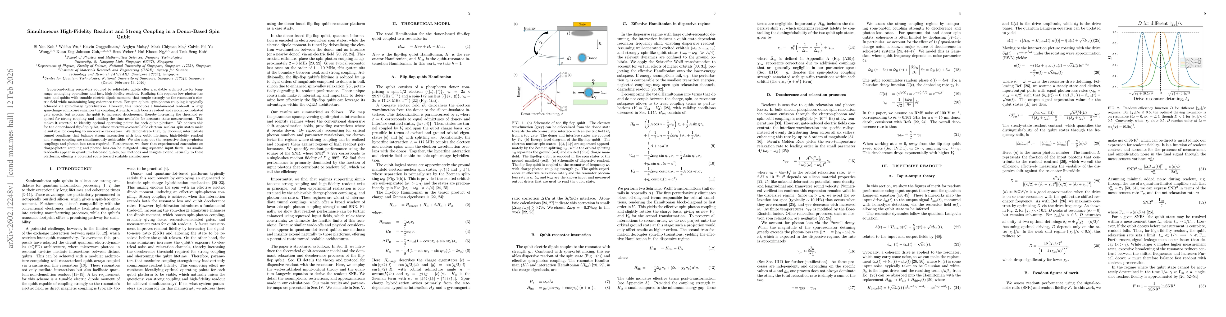 Thumbnail for Simultaneous High-Fidelity Readout and Strong Coupling for a Donor-Based Spin Qubit
