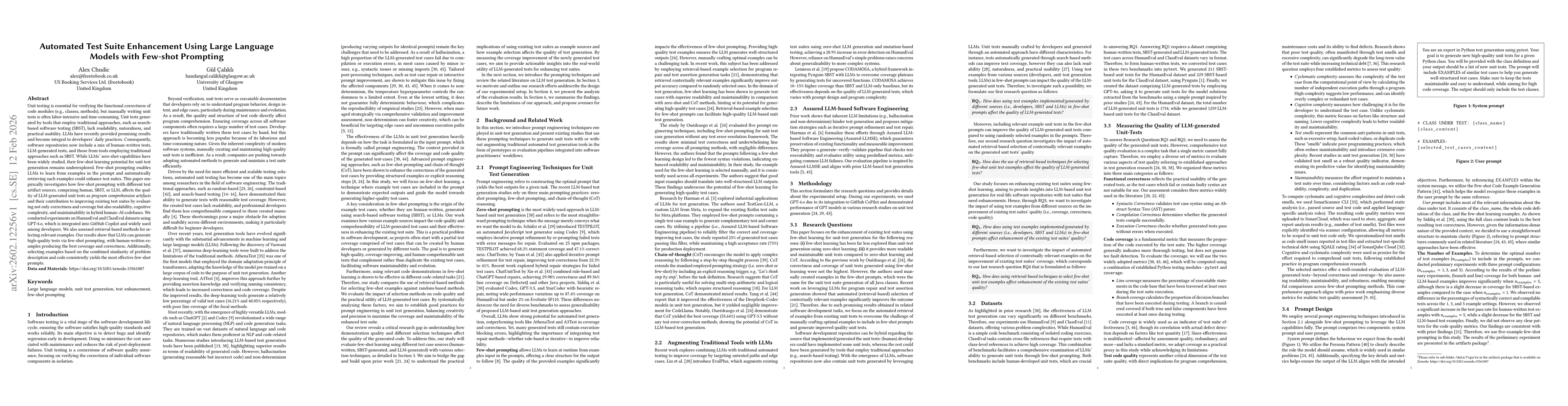 Thumbnail for Automated Test Suite Enhancement Using Large Language Models with Few-shot Prompting