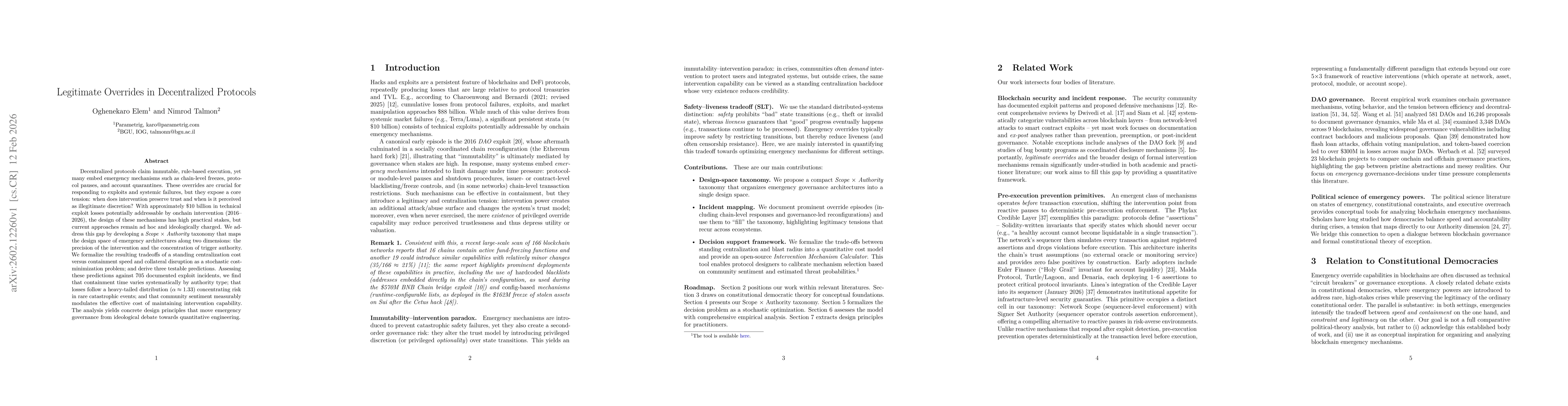 Thumbnail for Legitimate Overrides in Decentralized Protocols