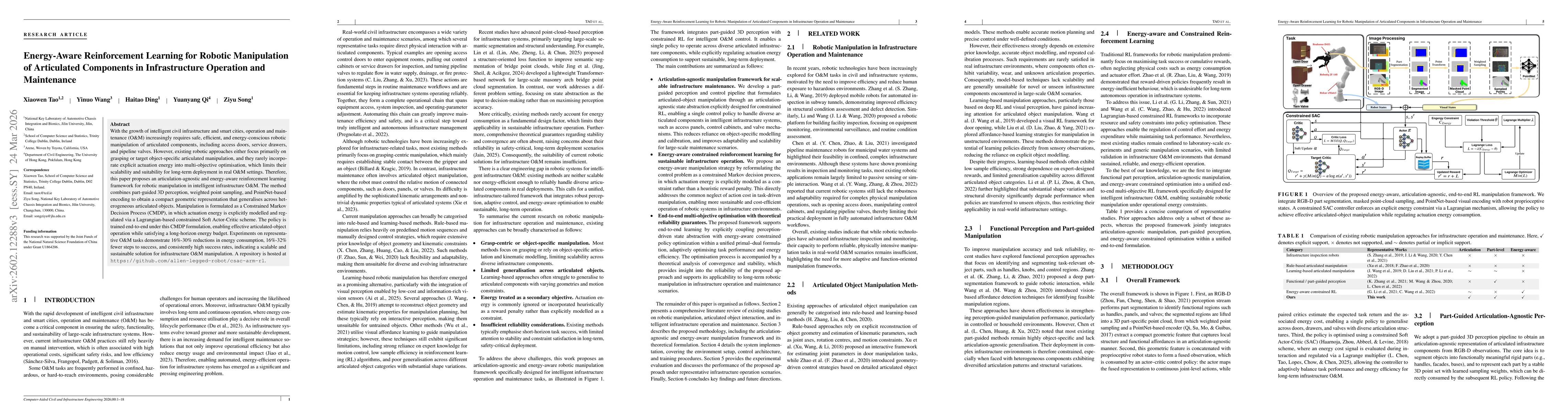 Thumbnail for Energy-Aware Reinforcement Learning for Robotic Manipulation of Articulated Components in Infrastructure Operation and Maintenance