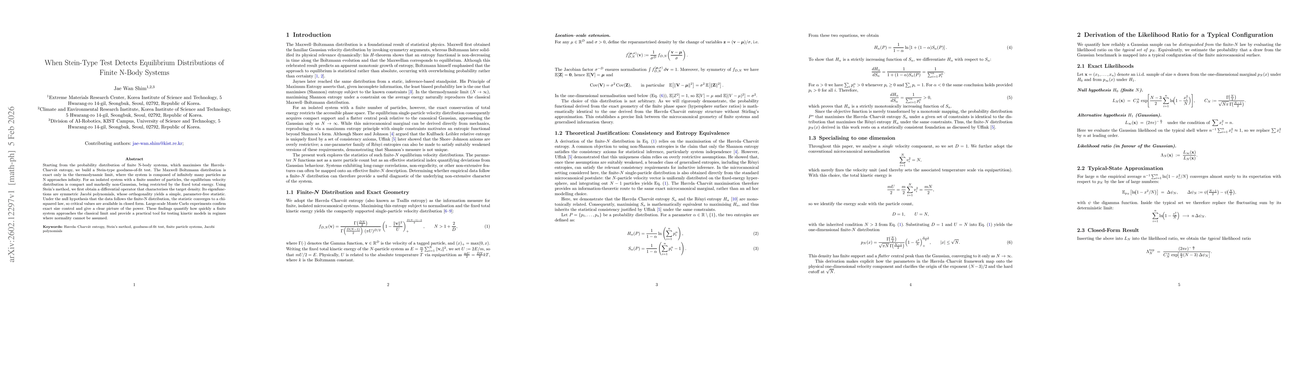Thumbnail for When Stein-Type Test Detects Equilibrium Distributions of Finite N-Body Systems