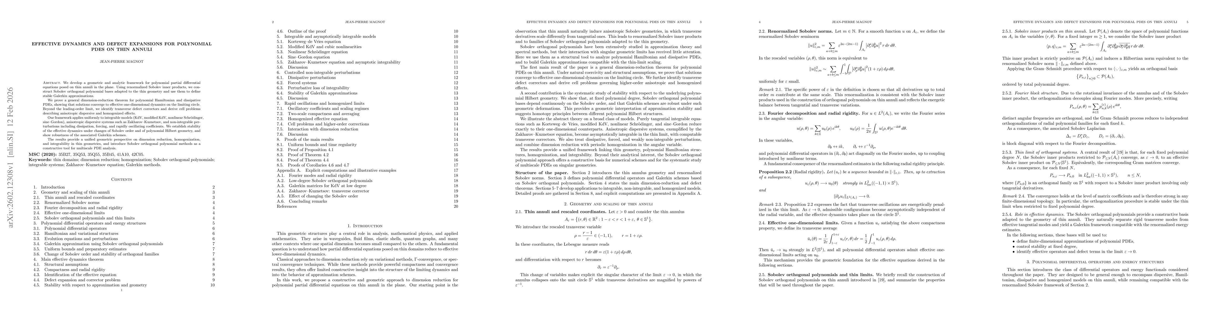 Thumbnail for Effective dynamics and defect expansions for polynomial PDEs on thin annuli