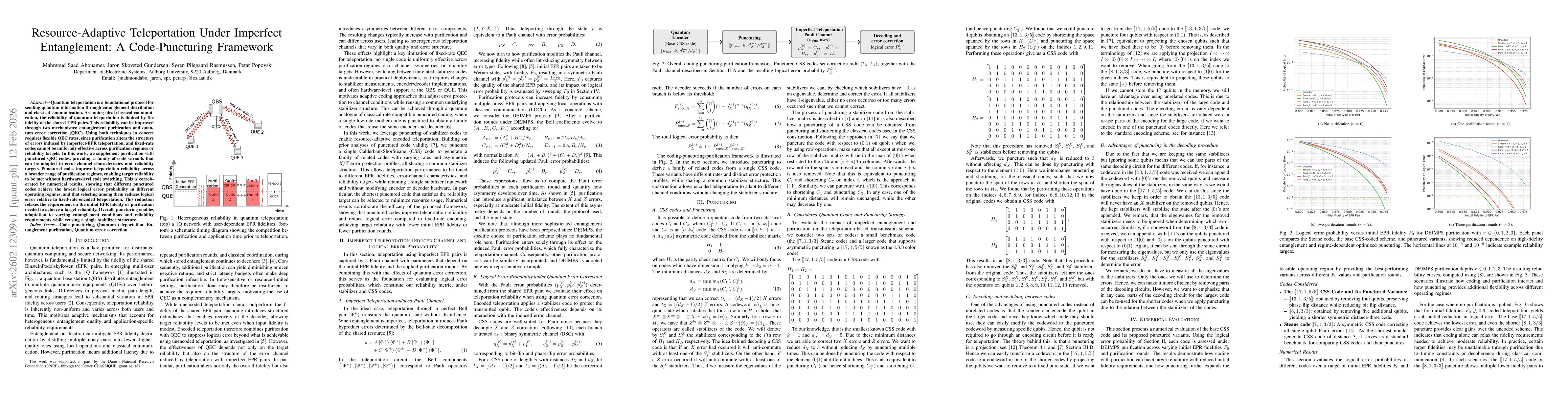 Thumbnail for Resource-Adaptive Teleportation Under Imperfect Entanglement: A Code-Puncturing Framework