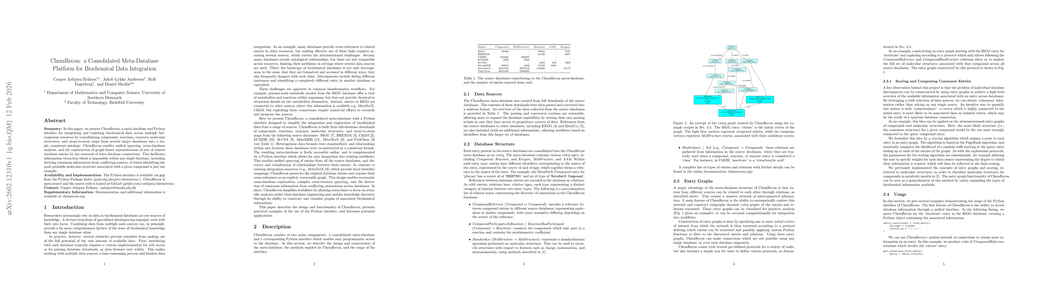 Thumbnail for ChemRecon: a Consolidated Meta-Database Platform for Biochemical Data Integration