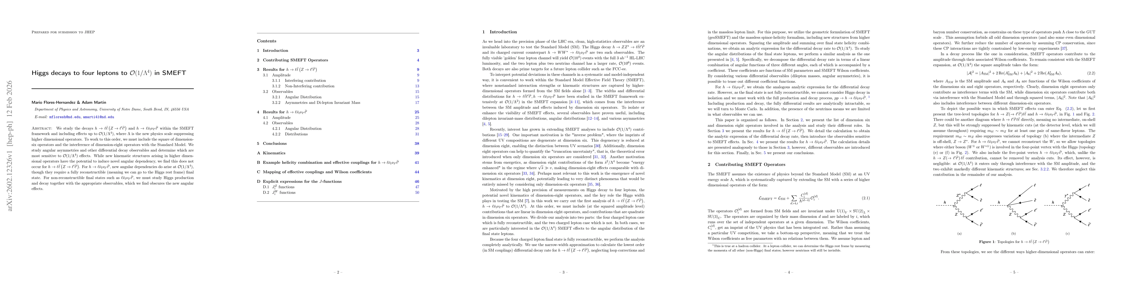 Thumbnail for Higgs decays to four leptons to $\mathcal{O}(1/Λ^4)$ in SMEFT