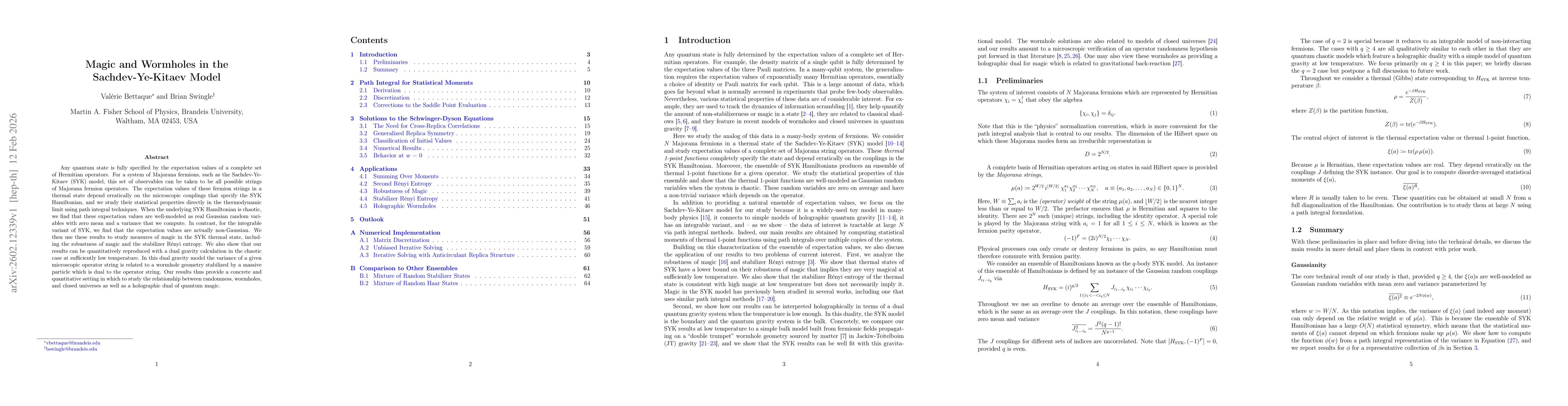 Thumbnail for Magic and Wormholes in the Sachdev-Ye-Kitaev Model