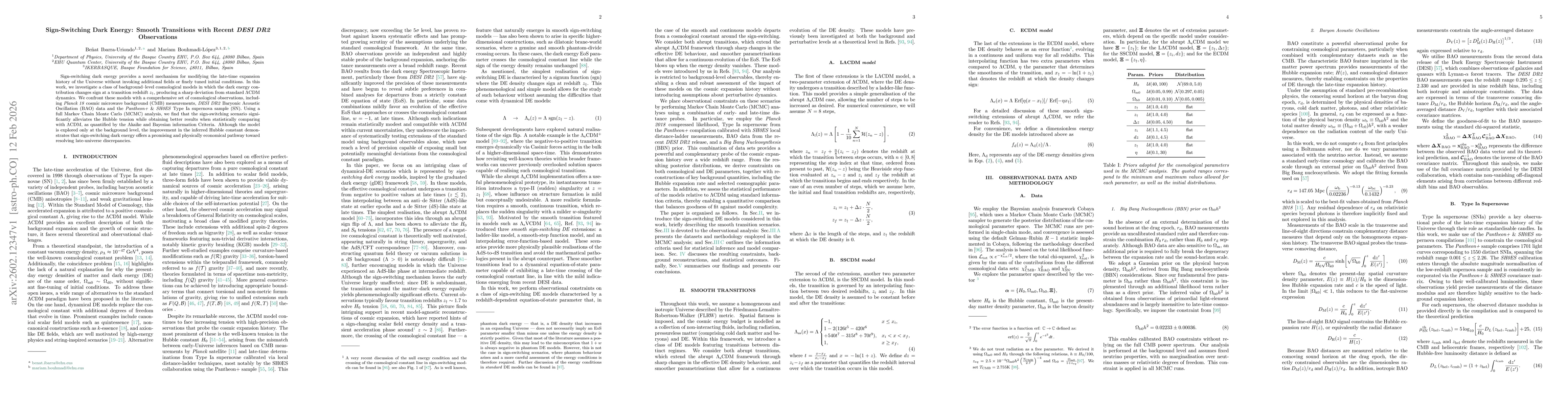 Thumbnail for Sign-Switching Dark Energy: Smooth Transitions with Recent \textit{DESI DR2} Observations