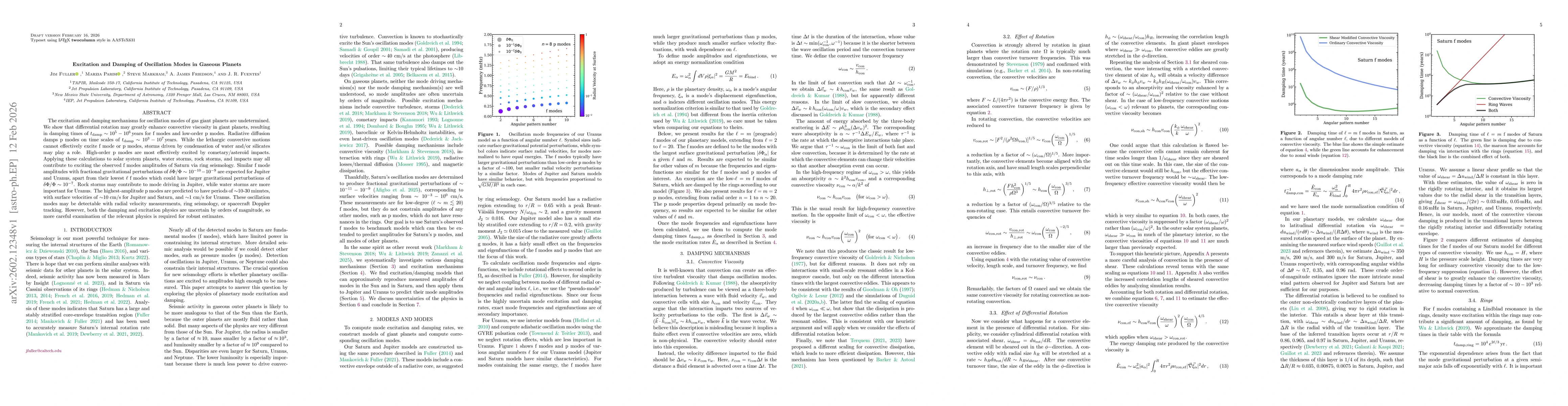 Thumbnail for Excitation and Damping of Oscillation Modes in Gaseous Planets