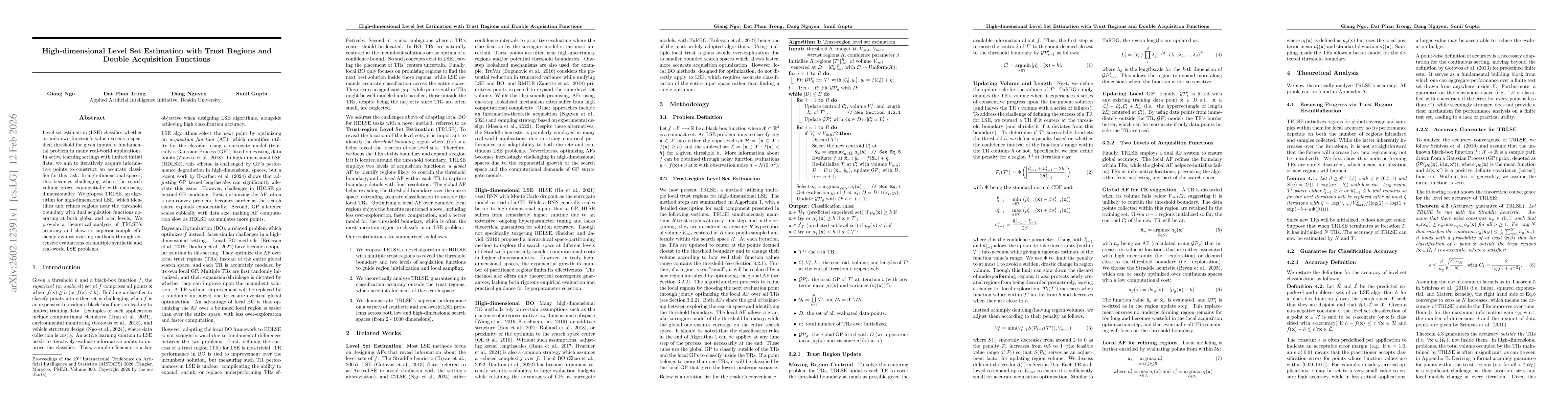 Thumbnail for High-dimensional Level Set Estimation with Trust Regions and Double Acquisition Functions