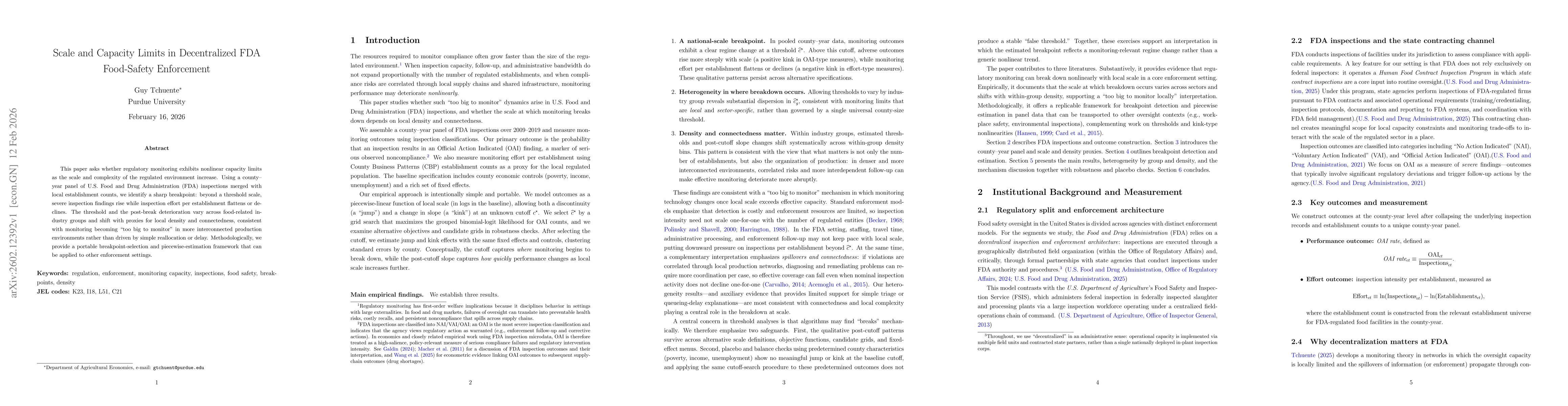 Thumbnail for Scale and Capacity Limits in Decentralized FDA Food-Safety Enforcement