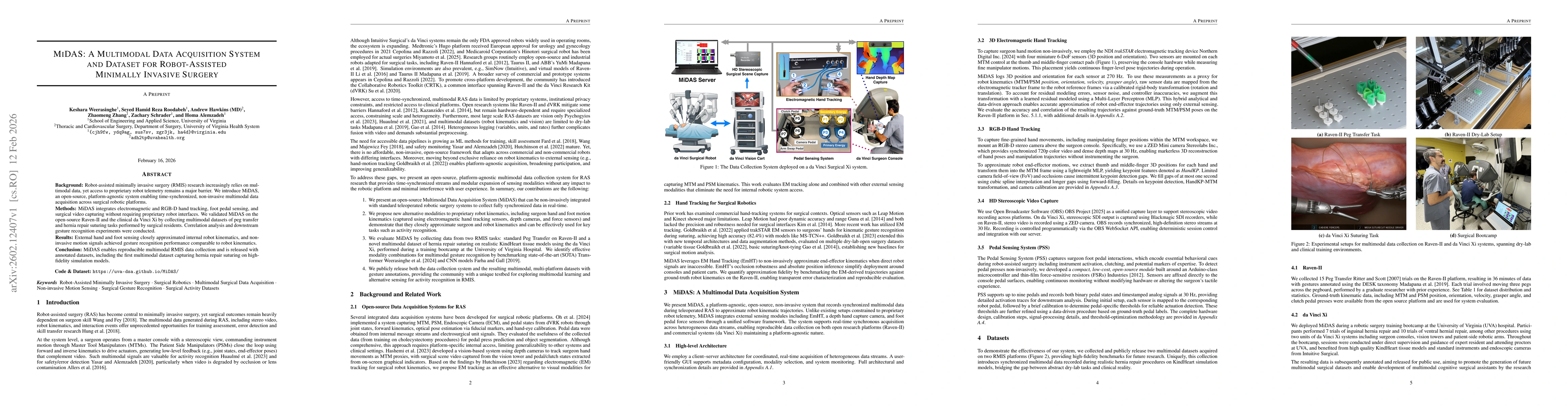Thumbnail for MiDAS: A Multimodal Data Acquisition System and Dataset for Robot-Assisted Minimally Invasive Surgery