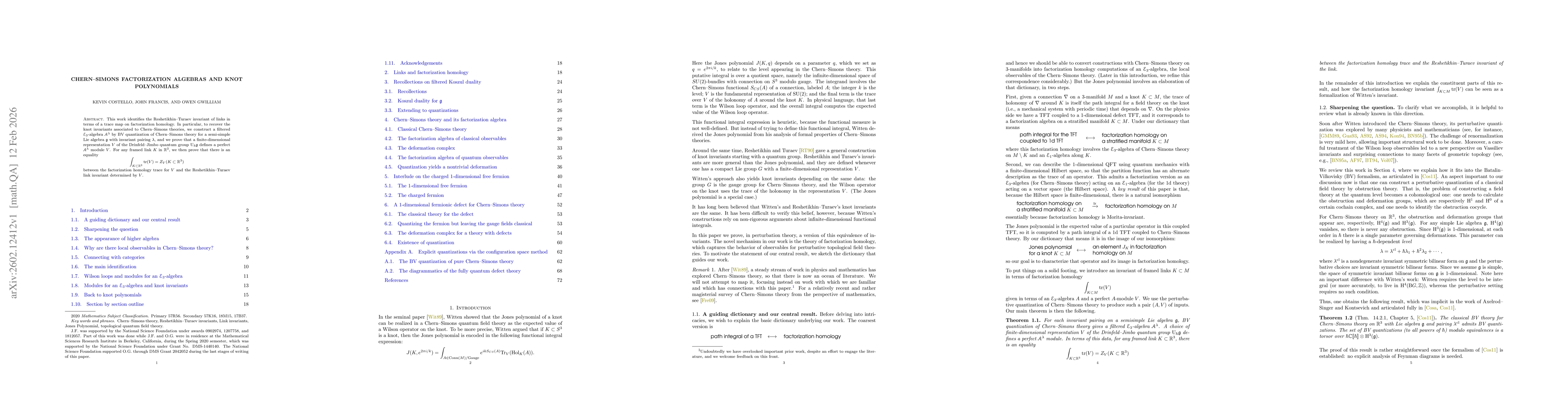 Thumbnail for Chern-Simons factorization algebras and knot polynomials