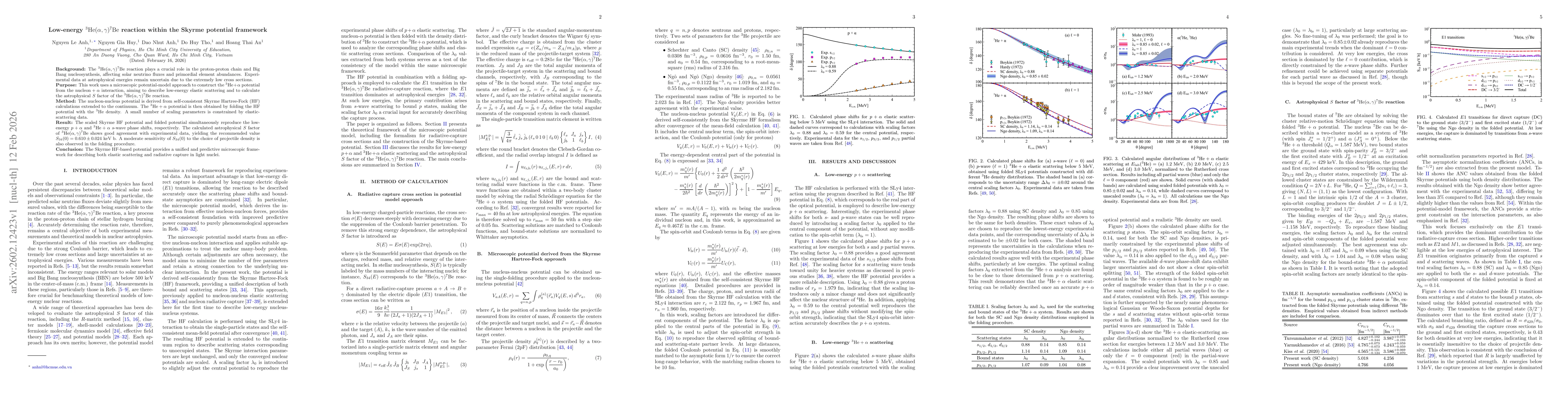 Thumbnail for Low-energy $^{3}$He($α,γ$)$^{7}$Be reaction within the Skyrme potential framework