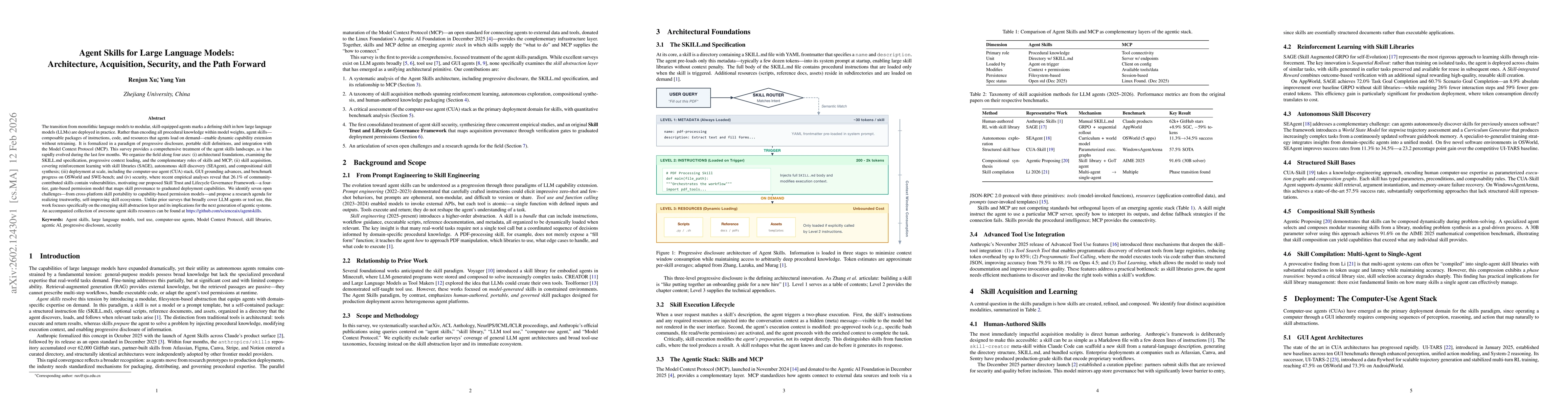 Thumbnail for Agent Skills for Large Language Models: Architecture, Acquisition, Security, and the Path Forward