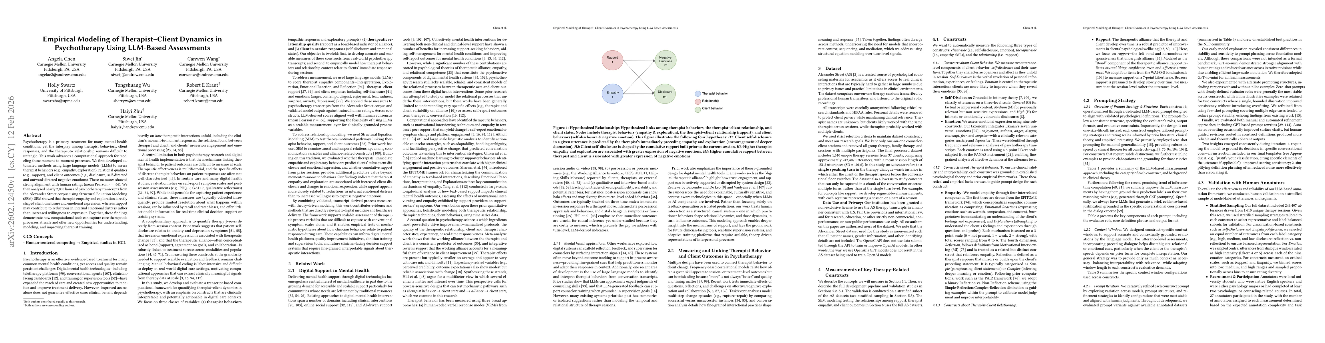 Thumbnail for Empirical Modeling of Therapist-Client Dynamics in Psychotherapy Using LLM-Based Assessments