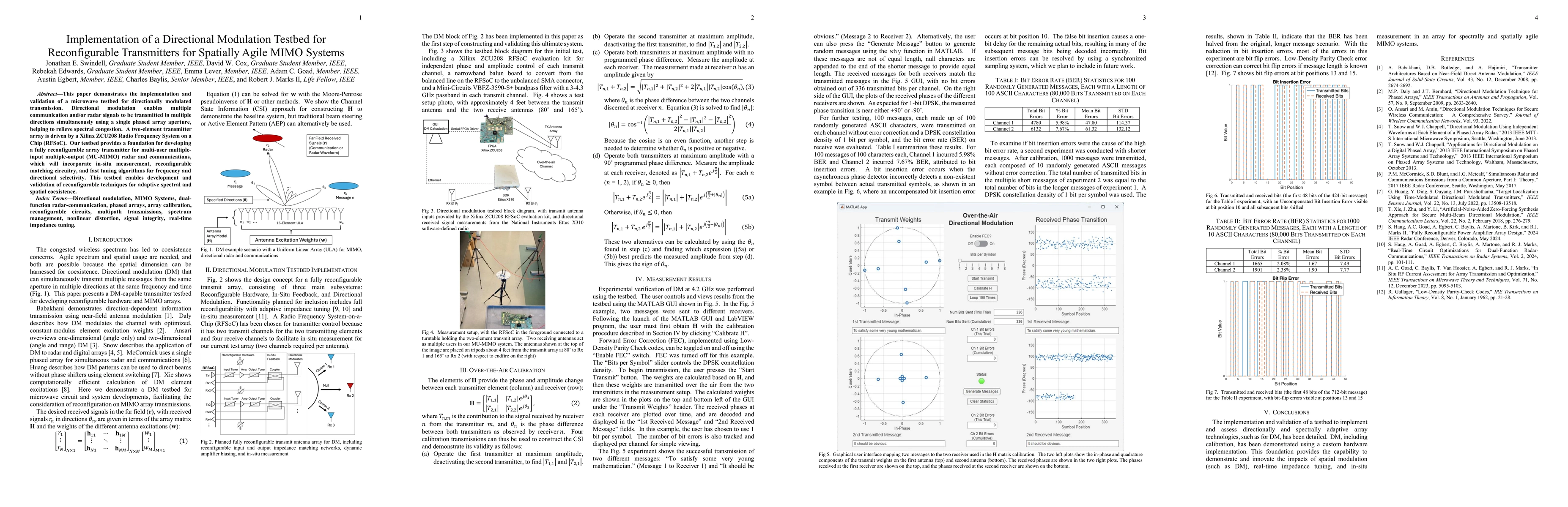 Thumbnail for Implementation of a Directional Modulation Testbed for Reconfigurable Transmitters for Spatially Agile MIMO Systems