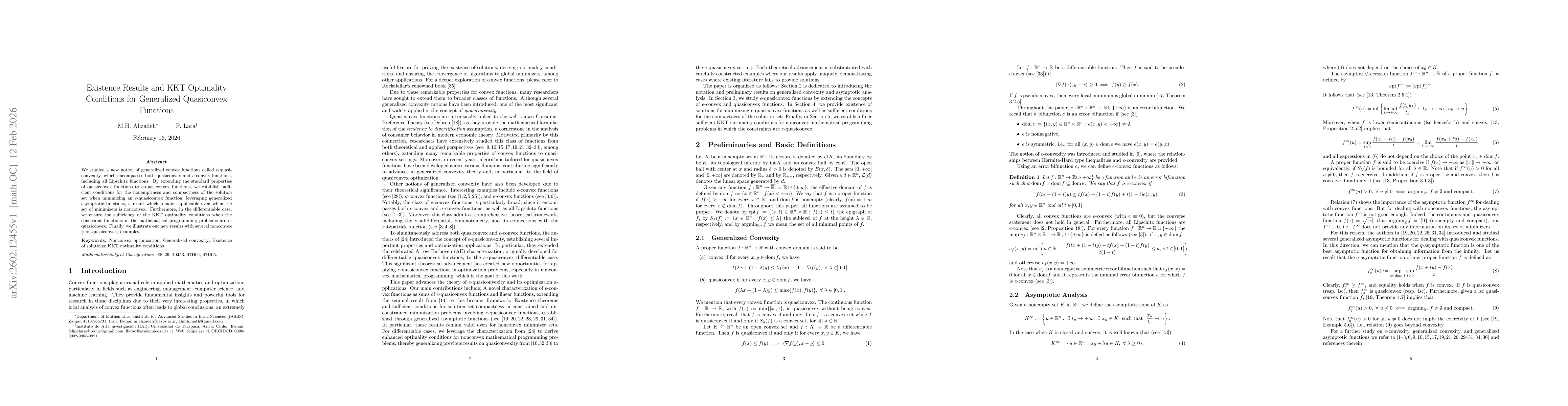 Thumbnail for Existence Results and KKT Optimality Conditions for Generalized Quasiconvex Functions