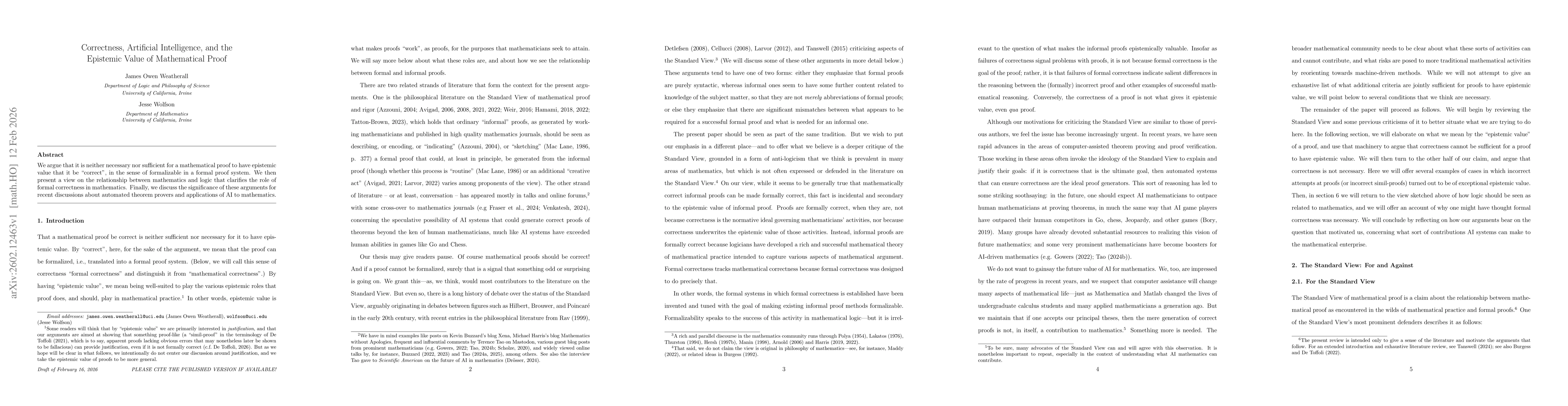 Thumbnail for Correctness, Artificial Intelligence, and the Epistemic Value of Mathematical Proof