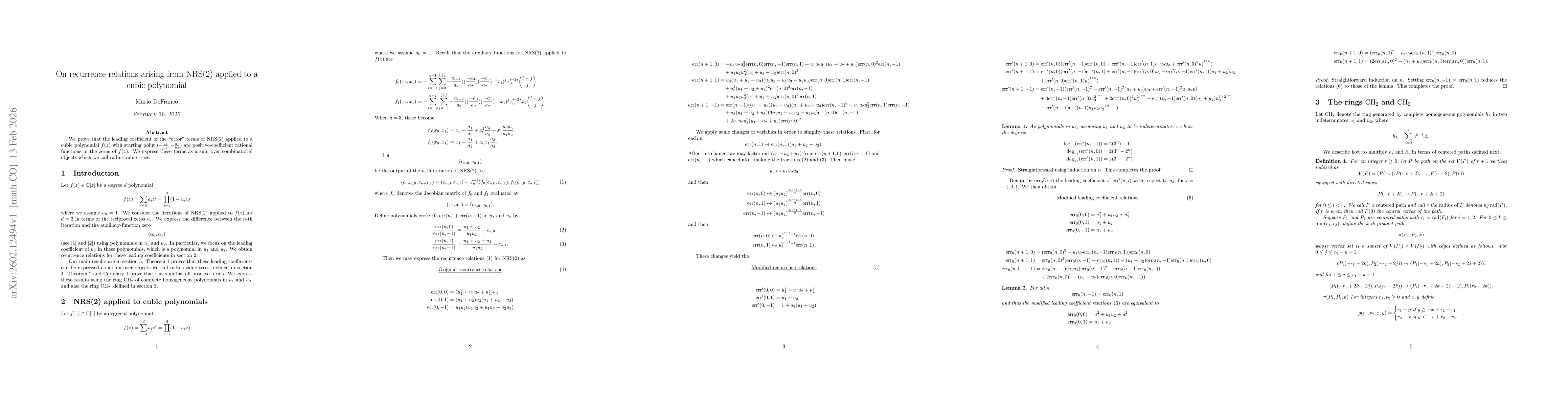 Thumbnail for On recurrence relations arising from NRS(2) applied to a cubic polynomial