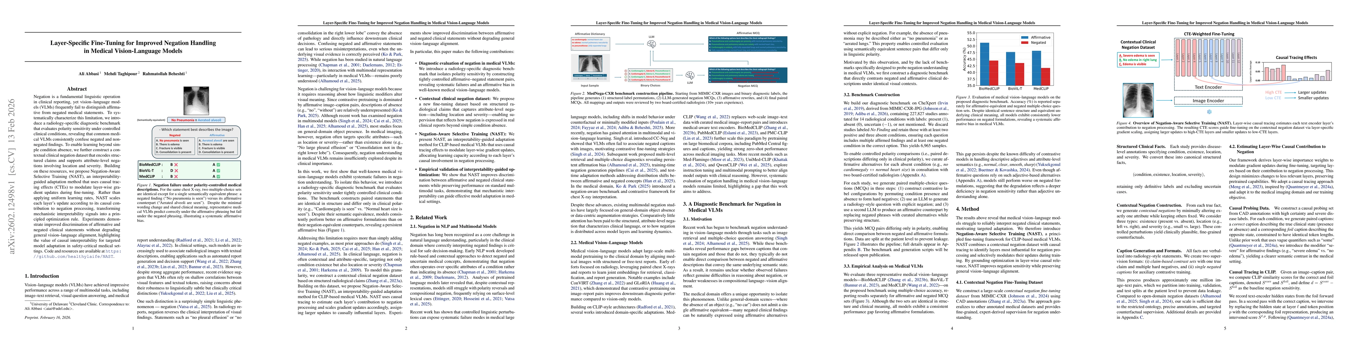 Thumbnail for Layer-Specific Fine-Tuning for Improved Negation Handling in Medical Vision-Language Models