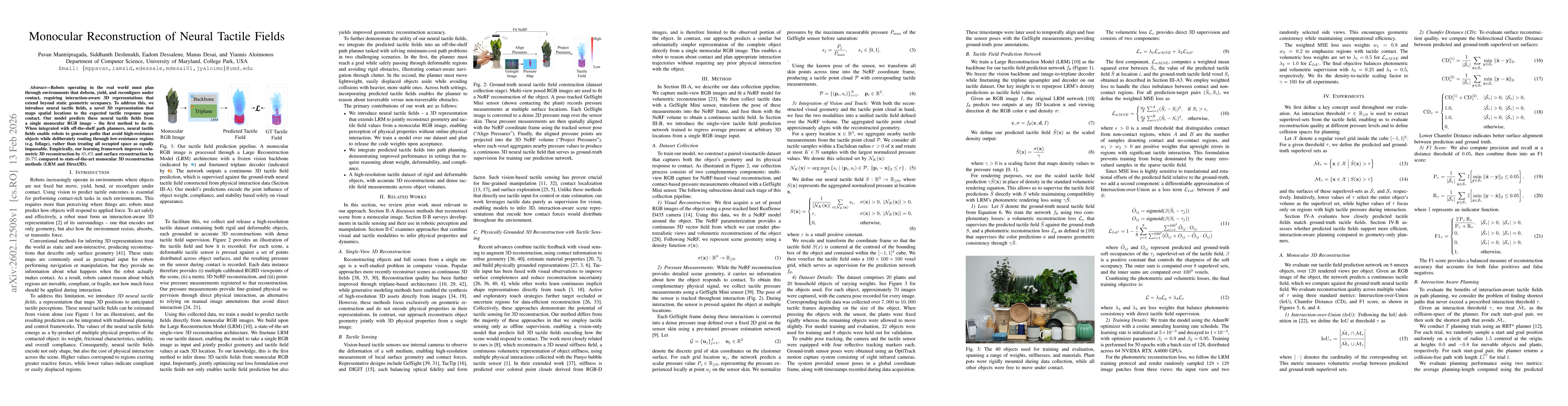 Thumbnail for Monocular Reconstruction of Neural Tactile Fields