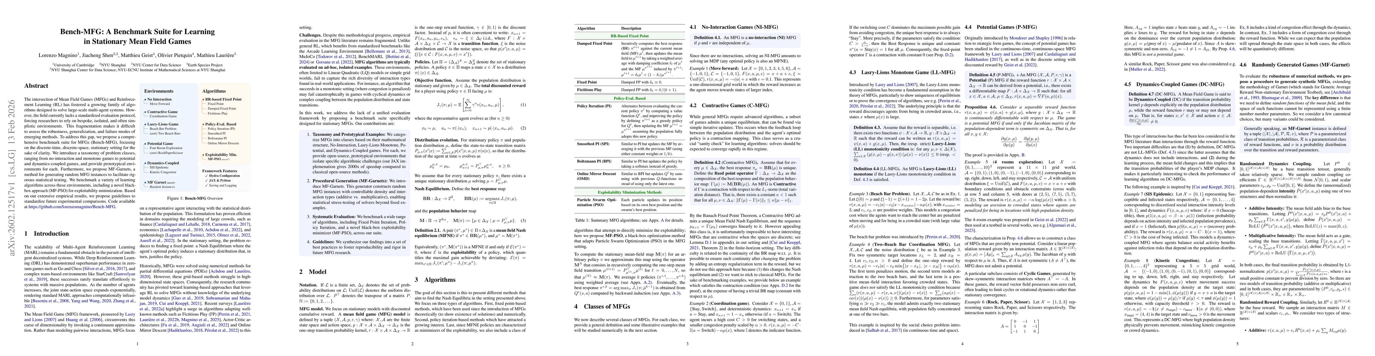 Thumbnail for Bench-MFG: A Benchmark Suite for Learning in Stationary Mean Field Games