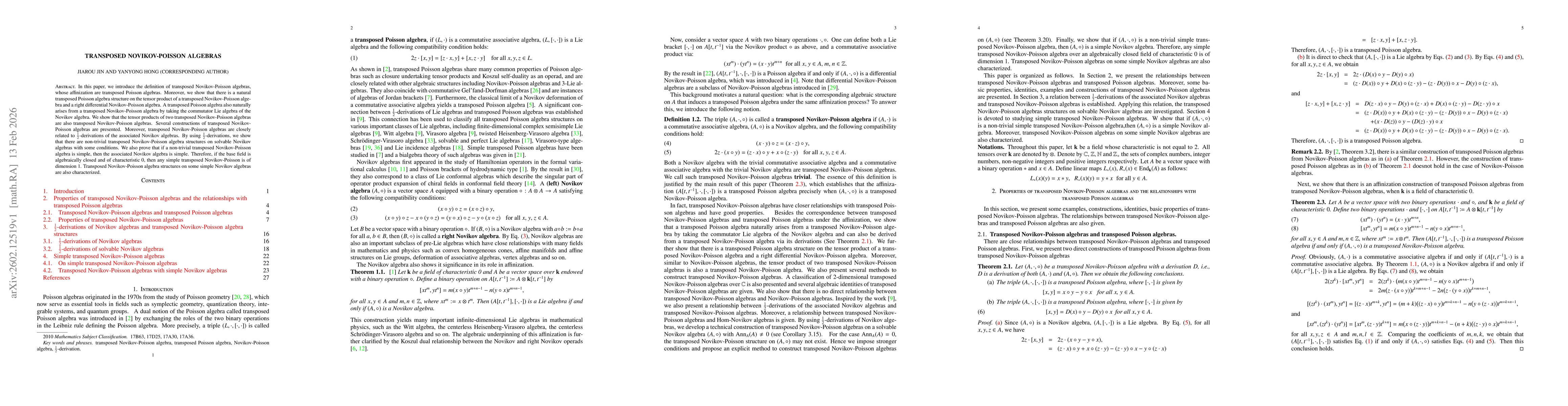 Thumbnail for Transposed Novikov-Poisson algebras