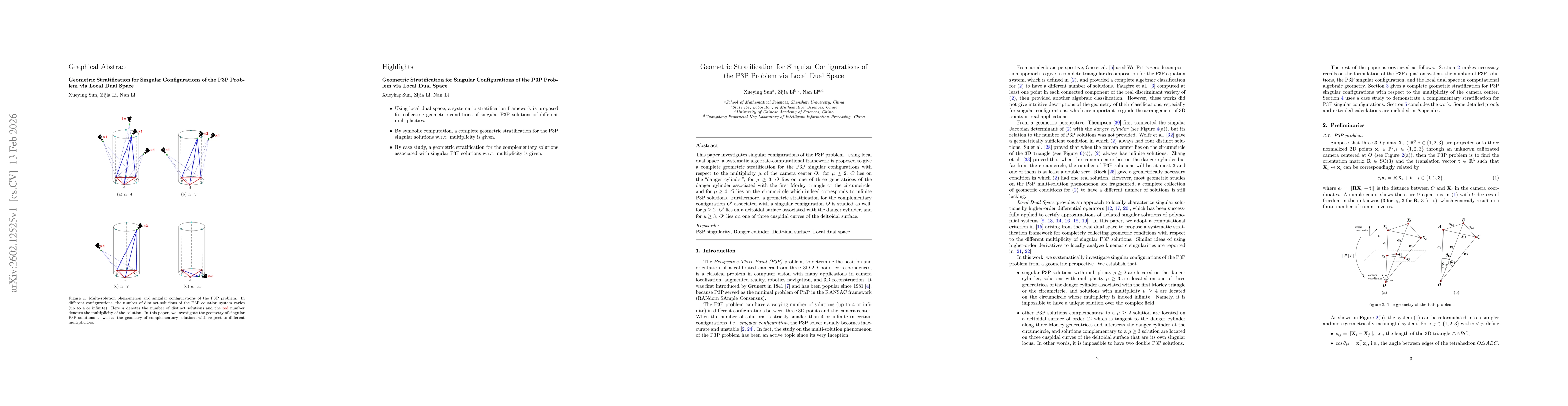 Thumbnail for Geometric Stratification for Singular Configurations of the P3P Problem via Local Dual Space