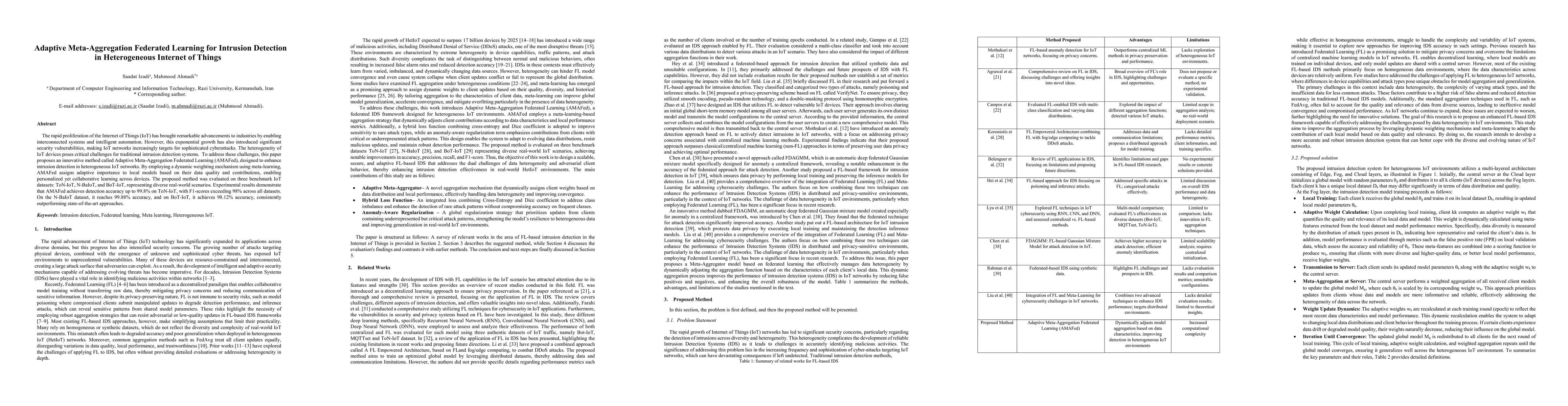 Thumbnail for Adaptive Meta-Aggregation Federated Learning for Intrusion Detection in Heterogeneous Internet of Things