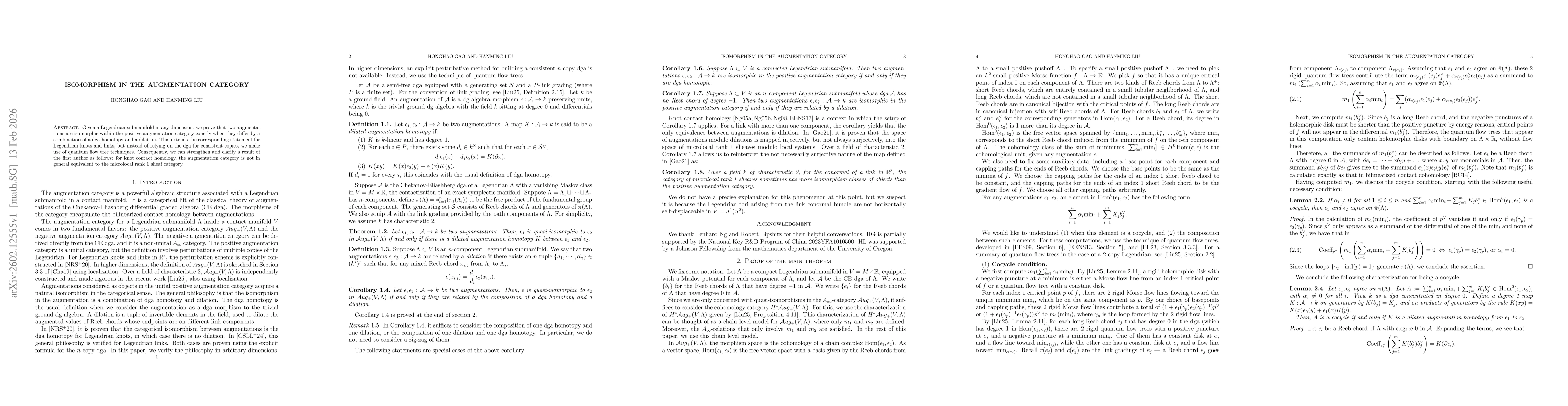 Thumbnail for Isomorphism in the augmentation category