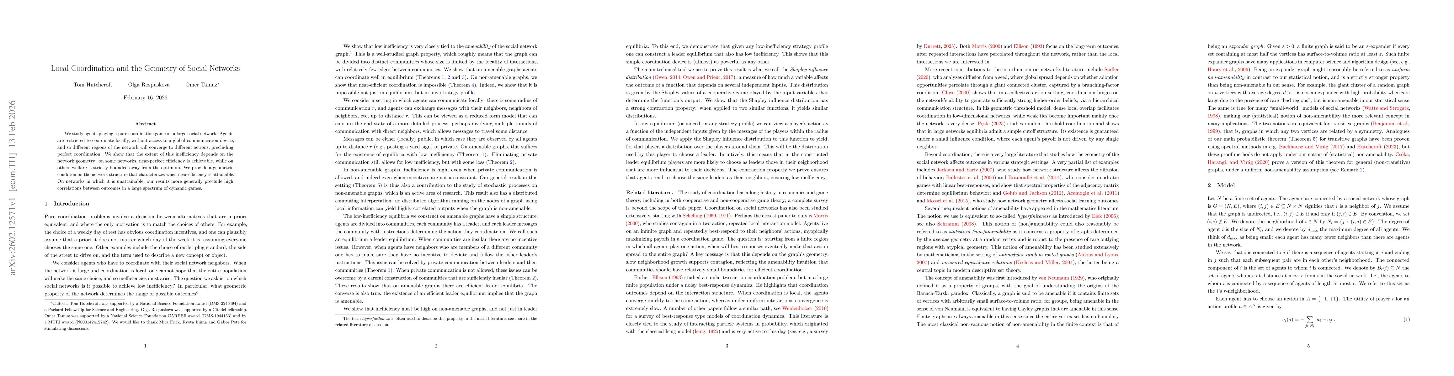 Thumbnail for Local Coordination and the Geometry of Social Networks