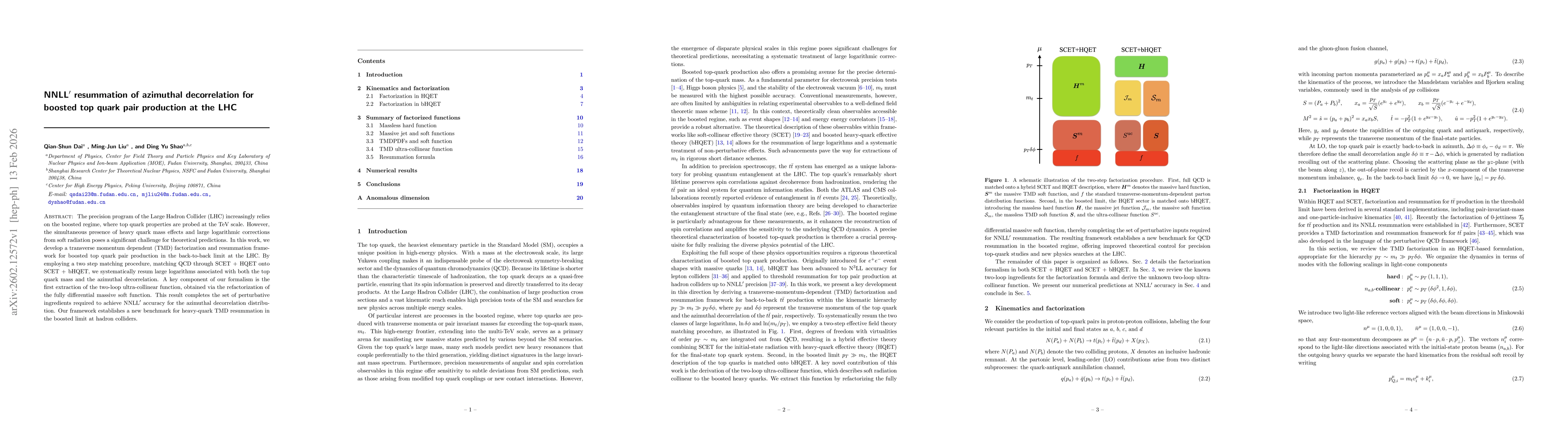 Thumbnail for NNLL$^\prime$ resummation of azimuthal decorrelation for boosted top quark pair production at the LHC