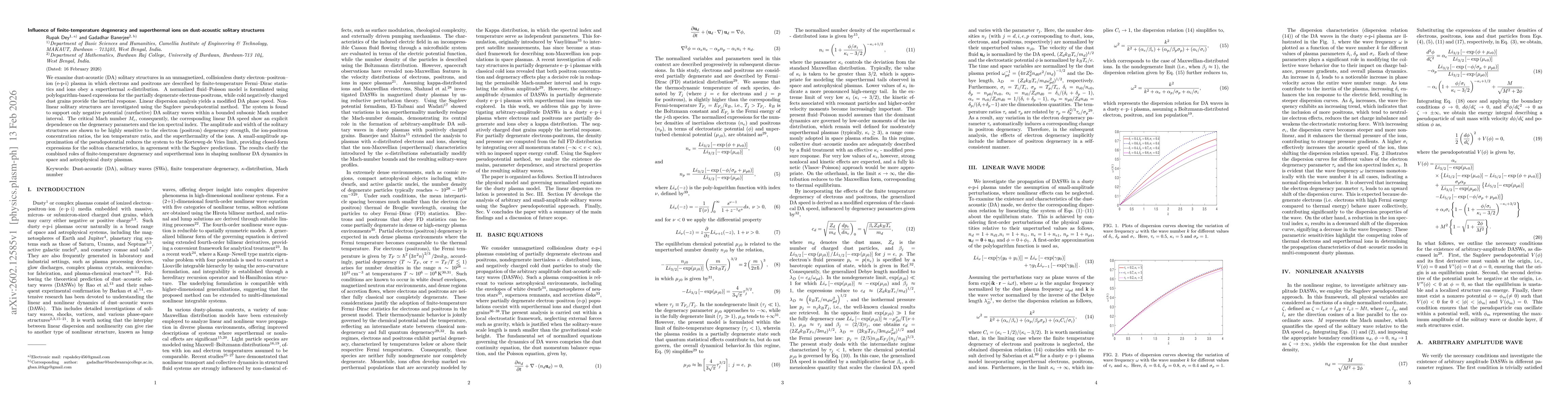 Thumbnail for Influence of finite temperature degeneracy and superthermal ions on dust acoustic solitary structures
