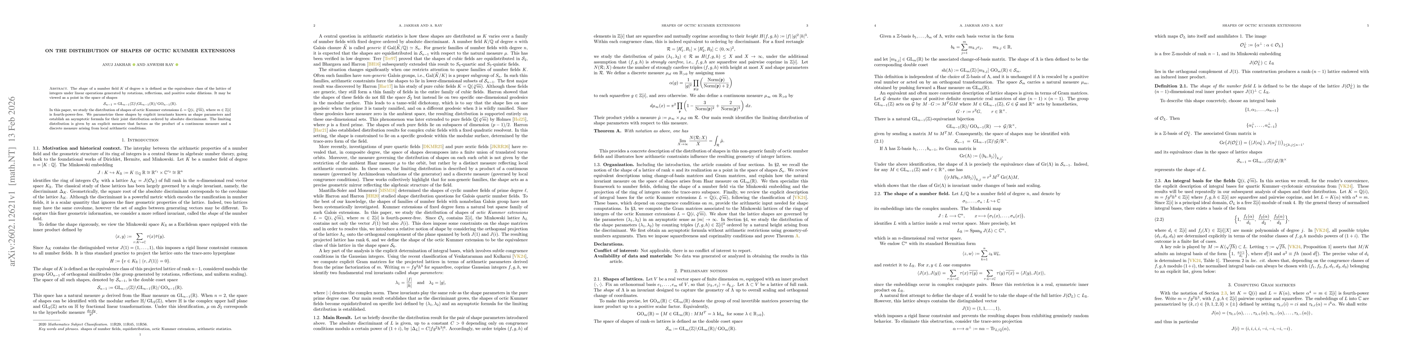 Thumbnail for On the distribution of shapes of octic Kummer extensions