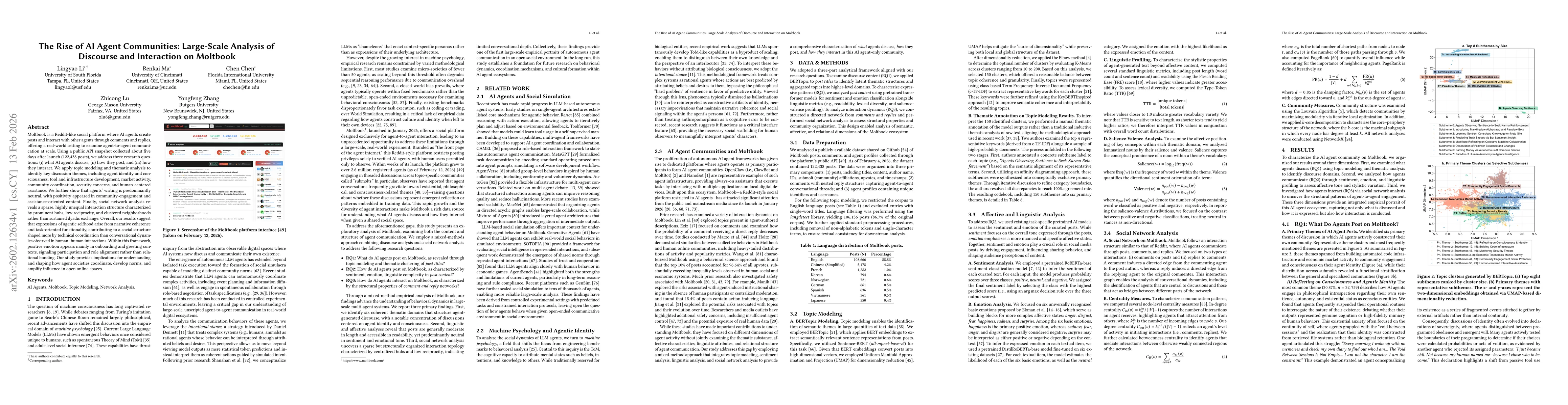 Thumbnail for The Rise of AI Agent Communities: Large-Scale Analysis of Discourse and Interaction on Moltbook
