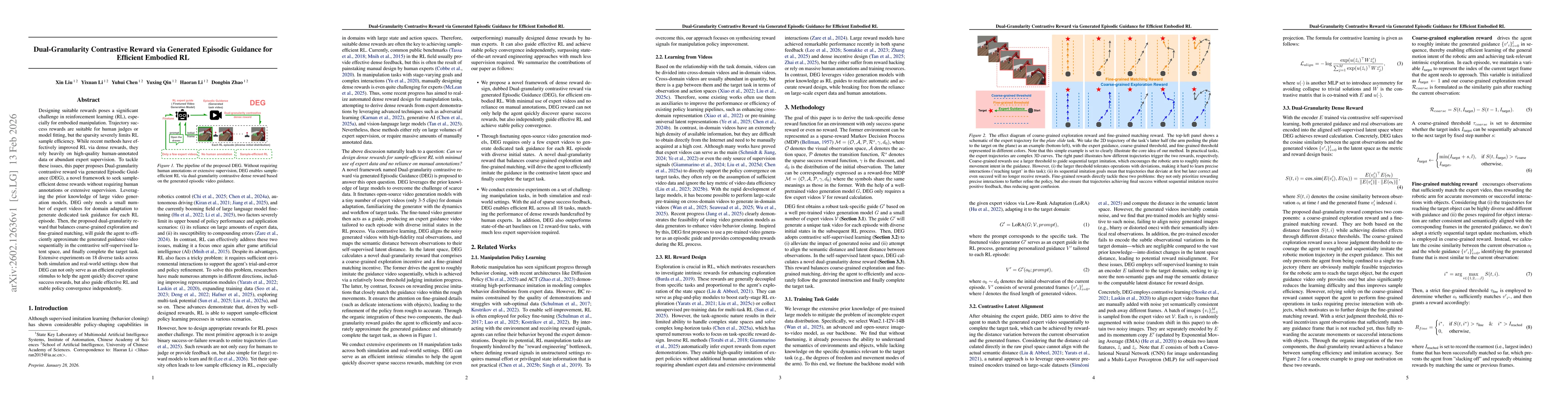 Thumbnail for Dual-Granularity Contrastive Reward via Generated Episodic Guidance for Efficient Embodied RL