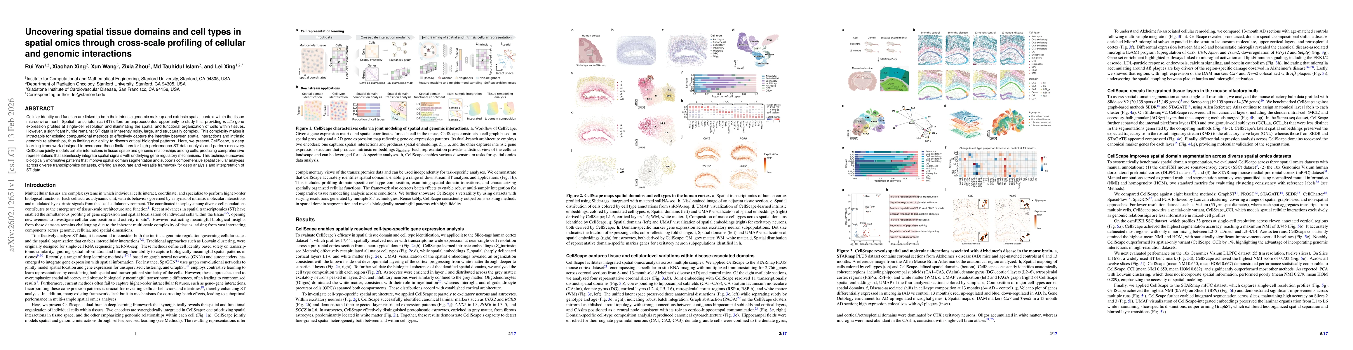 Thumbnail for Uncovering spatial tissue domains and cell types in spatial omics through cross-scale profiling of cellular and genomic interactions
