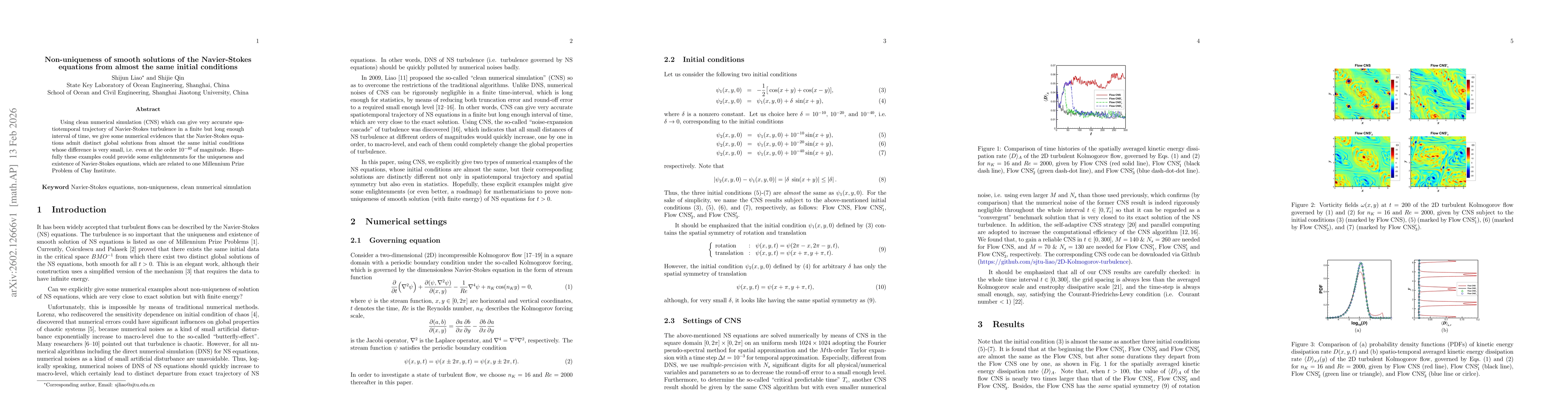 Thumbnail for Non-uniqueness of smooth solutions of the Navier-Stokes equations from almost the same initial conditions