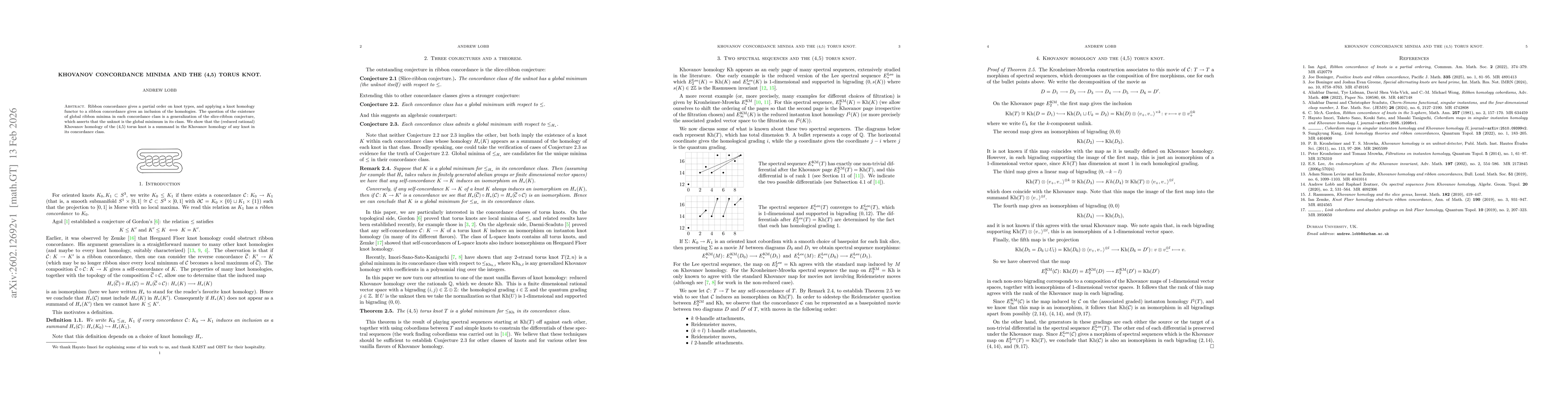Thumbnail for Khovanov concordance minima and the (4,5) torus knot