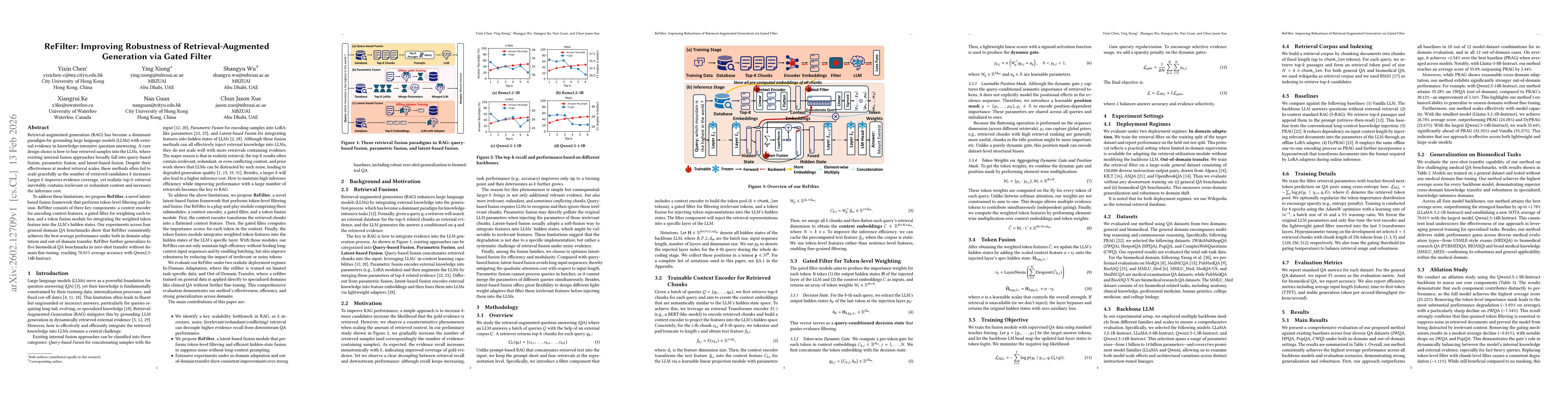 Thumbnail for ReFilter: Improving Robustness of Retrieval-Augmented Generation via Gated Filter